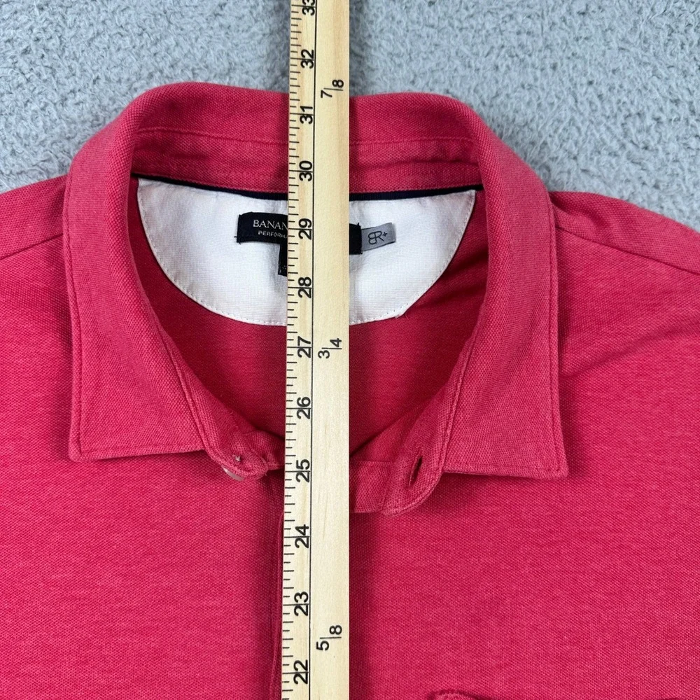 Banana Republic Performance Pique Polo Mens XL Red Short Sleeve Pocket Stretch‎